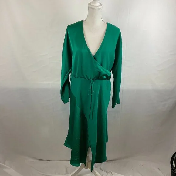 Cushnie | Dresses | Cushnie For Target Dress 6 Emerald Green Crossover  Neckline Long Sleeve | Poshmark